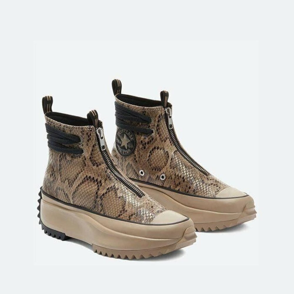 Converse Platform Zip Sneakers in Taupe Snake Print